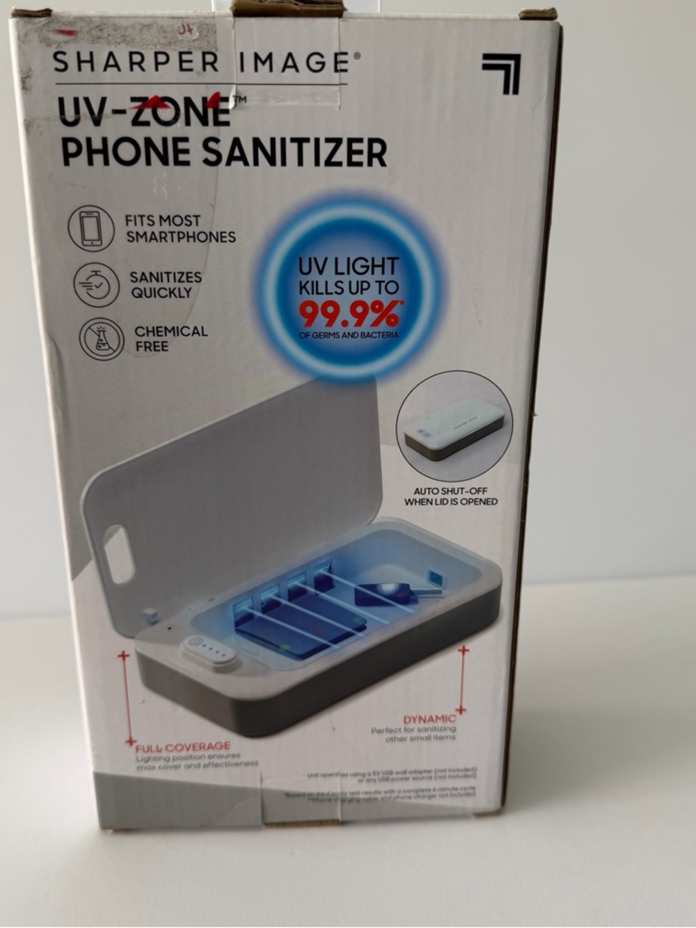 Sharper Image UV-Zone Phone Sanitizer - White with Blue Interior Light